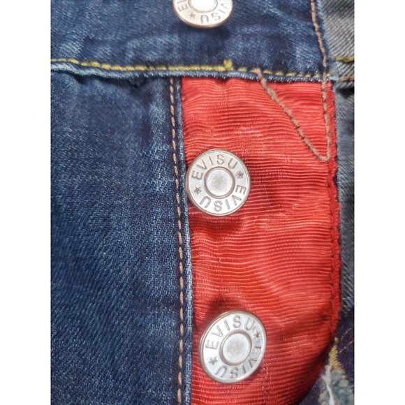 Evisu Origin Osaka Japan Button Fly Blue Shorts Denim Men's Size 34 Vintage - Picture 4 of 16